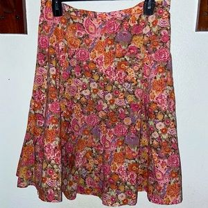 groovy pink florals pleated skirt
